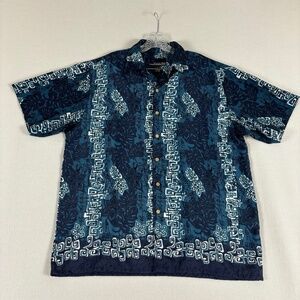 Extreme Gear Island Tropics Short Sleeve Hawaiian Blue & White Shirt size L